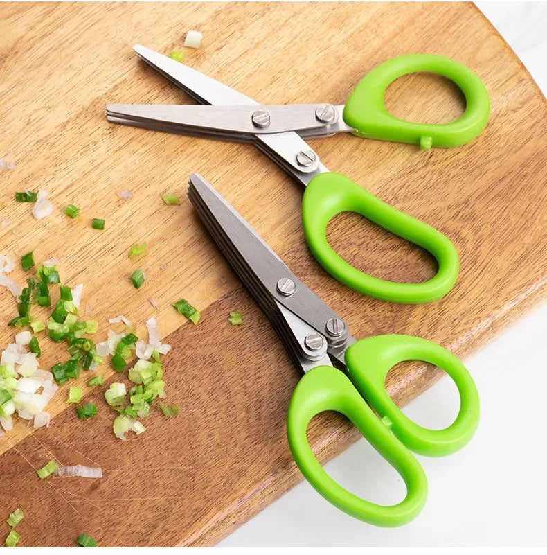 3/5 Layer Stainless Steel Kitchen Scissors – Fast Herb Chopper & Scallion Cutter for Cooking - Product Photo 4