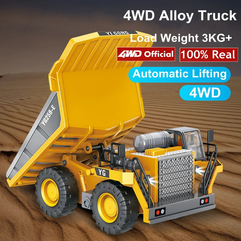 1:20 10-Channel RC Construction Vehicle – Heavy Duty Alloy Excavator / Dump Truck / Bulldozer Toy with Realistic LED Lights - Product Photo 4