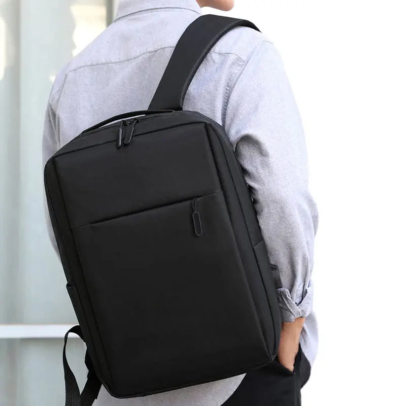 Ergonomic Waterproof Laptop Backpack – Business & School Travel Bag with USB Charging - black - 16 inches