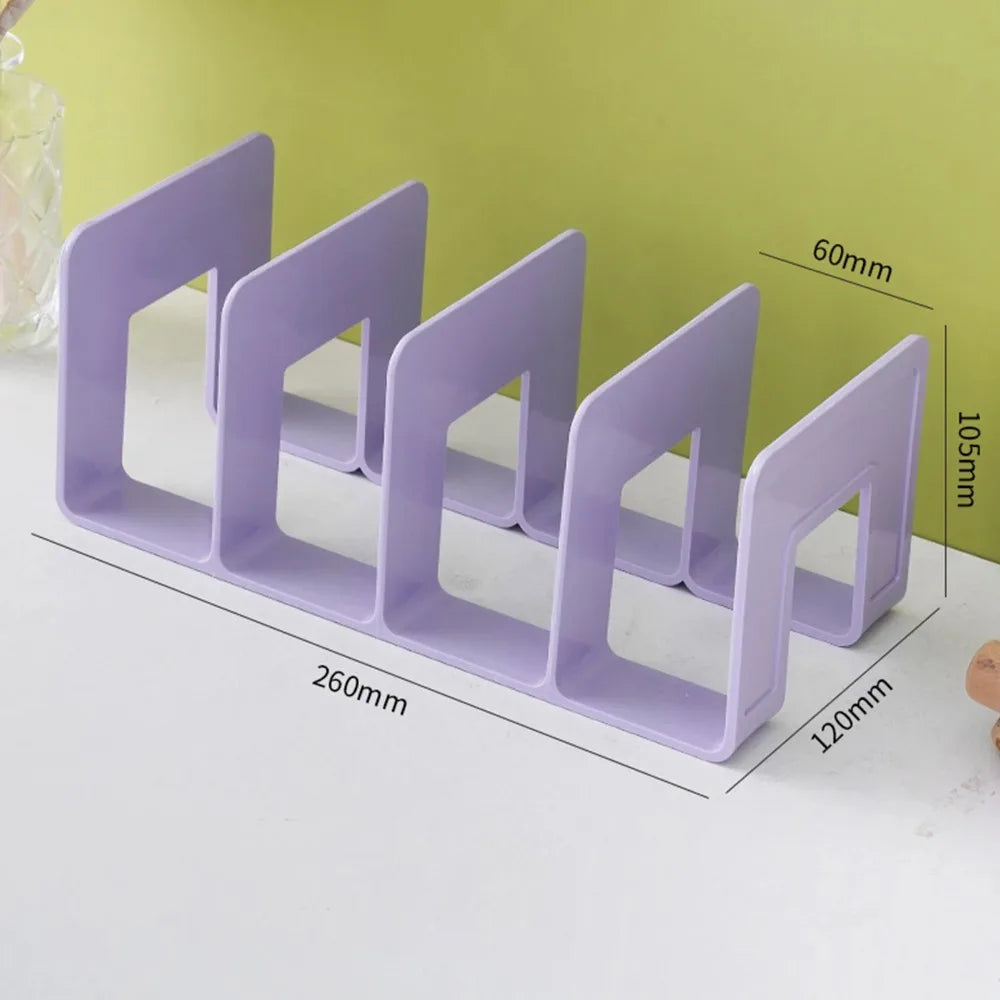 Space-Saving Vertical Book Holder – 4-Section Desk Organizer for Books & Files - Product Photo 2