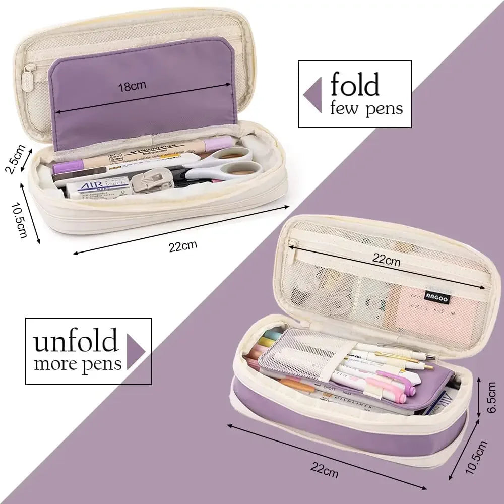 Purple Large Capacity Double Layer Pencil Case - Product Photo 2