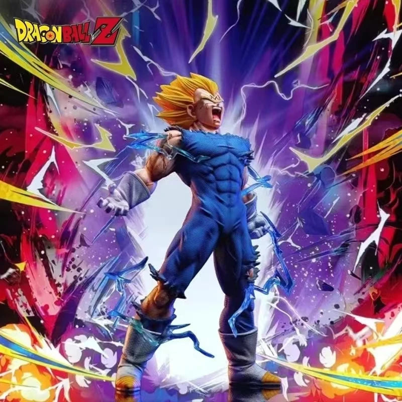 Bandai 27cm Dragon Ball Z Majin Vegeta Action Figure – Super Saiyan Self-Destruct Moment 1/12 Scale PVC Collectible Model Statue - Product Photo 1