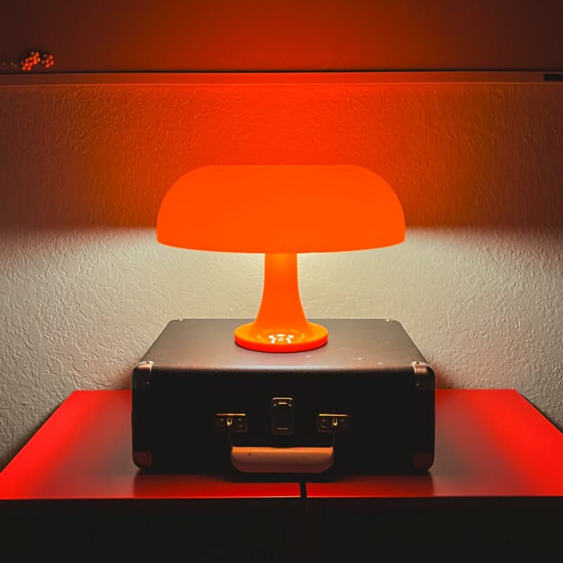 Minimalist Orange Mushroom Lamp – Vintage Ambient Glow Bedside Lighting